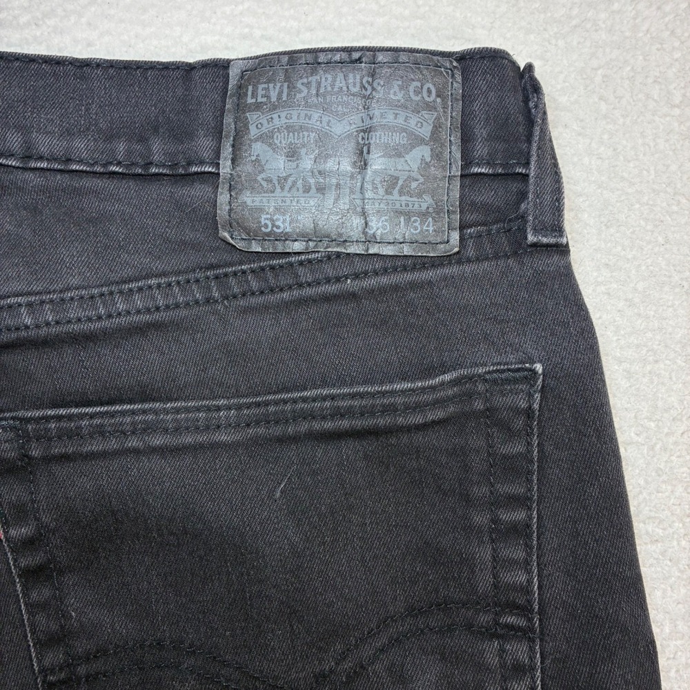 Levi 531 Athletic Slim Jeans Men 36x34 Black Stretch Casual Streetwear Denim - Picture 3 of 8